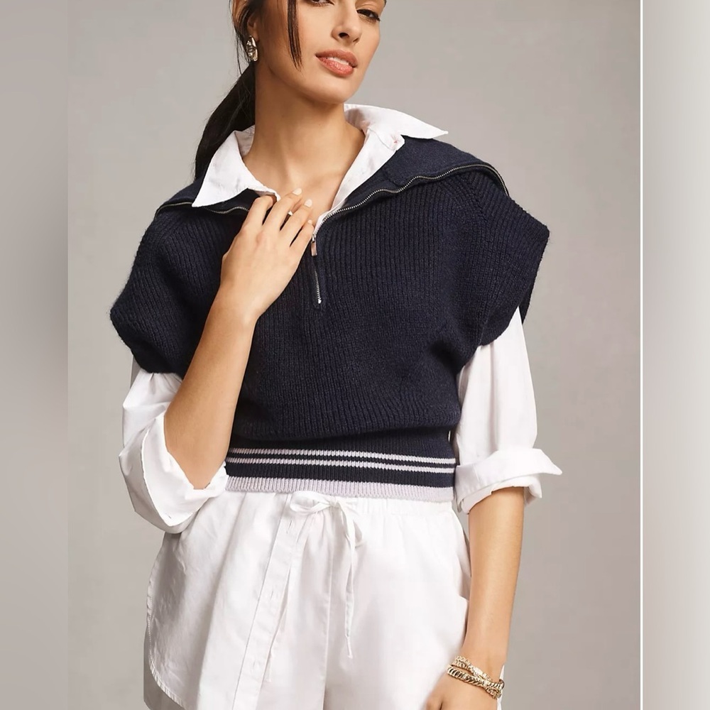 Anthropologie Navy Sweater Vest - Picture 1 of 6
